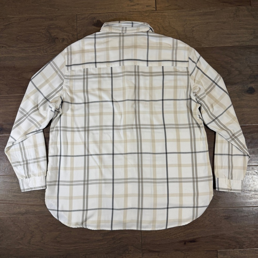 Jachs Girlfriend Womens XXL Plaid Button Down Shirt Cream Tan Grey‎ Side Pockets - Picture 4 of 7
